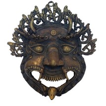 Antique Tibet Bronze Mask Mahakala Buddhism  - £98.62 GBP
