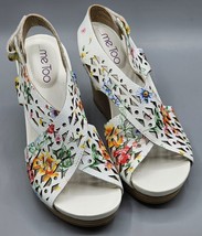 Womens - Me Too Aubree White Floral Leather Platform Wedge Sandals 7.5 M - NEW - £22.02 GBP