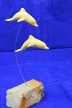 Floating dolphins statue alabaster and ceramic - $12.51