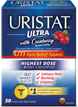 Uristat Ultra UTI Pain Relief Tablets, Fast Urinary 30 Count (Pack of 1) - $10.39