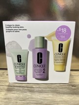 Clinique Skin School Supplies 3-Steps Cleanse &amp; Refresh 3 Pc Set NEW - £11.70 GBP