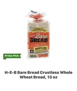 HEB Bare Bread Crustless Wheat Bread 12.5 Oz (Pack of 2). always fresh. ... - $676.83 MXN