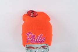 NOS Vtg Streetwear Philadelphia Spell Out Script Winter Beanie Hat Neon Orange - £27.65 GBP