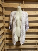 Charlotte Russe Kimono Jacket Coverlet Duster White Purple Floral Semi Sheer KG - £11.87 GBP