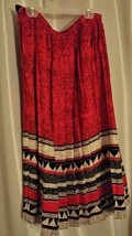 SKIRT 100% SILK SIZE 28&quot; waste 30&quot; long Korea size 10 red black - $29.00