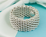 Size 6 Tiffany &amp; Co Somerset Mesh Weave Ring in Sterling Silver - £230.97 GBP
