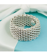 Size 6 Tiffany &amp; Co Somerset Mesh Weave Ring in Sterling Silver - £231.57 GBP