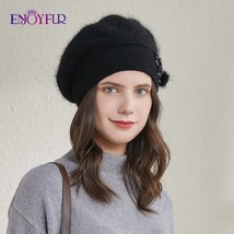 ENJOY Cashmere Beret Hat Female   Winter Hats Caps Lady Middle-Aged Cap Fashion  - £112.59 GBP