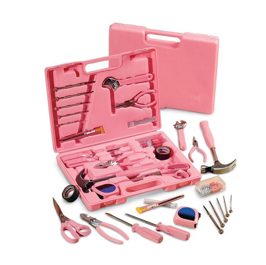 105 Piece SteelTec Hardware Tool Kit Set Ladies Girl Pink Durable Carrying Case - $33.84