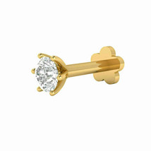 3 mm Real Diamond Solitaire Nose Stud Lip Labret Monroe Piercing Screw Ring 14k - £144.80 GBP