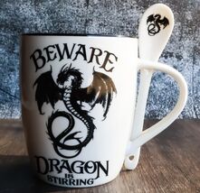 Ebros Altar Drake Beware Dragon Is Stirring Cocoa Tea Coffee Cup Mug &amp; S... - $20.99