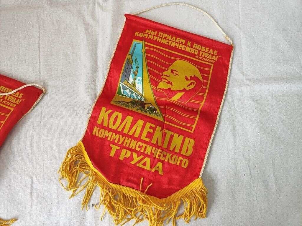 Original Soviet Union USSR Pennant Flag Banner Propaganda Communism Leni... - $38.39