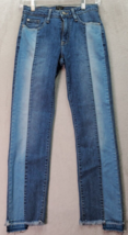 JUST BLACK Skinny Jeans Women&#39;s 24 Blue Denim Cotton Two Tone Raw Edge P... - £18.17 GBP
