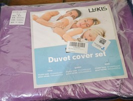 LHKIS 3 Piece King Duvet Cover Set Soft Double Brushed Duvet Lavender ~BRAND NEW - £27.06 GBP