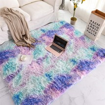 Holawakaka Shaggy Fluffy Faux Fur Area Rug For Bedroom Sofa, Blue Purple). - £33.99 GBP