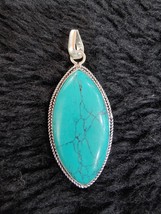 Turquoise agate Gemstone Pendant Silver Plated Large Jewelry P1 - £7.22 GBP