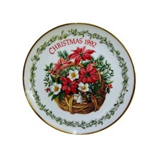 VTG ‘92 American Greeting Christmas 6.5” Porcelain Plate Poinsettia Bask... - $13.25