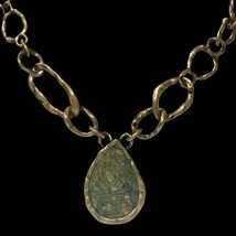 Vintage Unique Signed NRQ Colorful Resin Pendant Chain Necklace 18” - $15.00