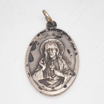 Religiös Medaillon Anhänger Sacred Heart Of Jesus Hergestellt IN Italien - £26.41 GBP