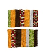 Handmade Patchwork Placemats set of 2 Green Orange Brown 19.5x12 in - £10.90 GBP