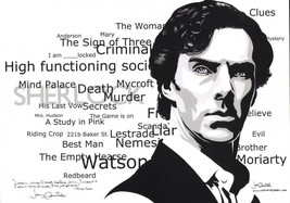 Signed Sherlock Holmes Art Print Benedict Cumberbatch Bbc w/ Original Quote  - $39.59