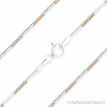 1.1mm Snake Link .925 Sterling Silver 2-Tone 14k Rose Gold-Plated Chain Necklace - £22.31 GBP+