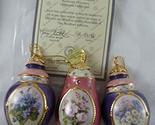 Lena Liu Roses Violets and Asters Porcelain Ornaments First Set in Forev... - £71.56 GBP