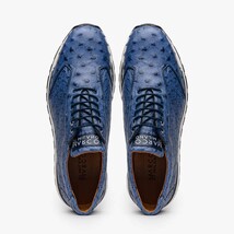 Hand painted genuine ostrich quill Sneaker Shoes Scanno Antique Navy image 5