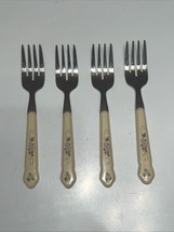 Set Of 4 Pfaltzgraff Tea Rose Salad/Dessert Fork Stainless Flatware Repl... - $396.19 MXN