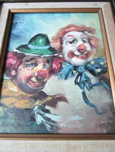 William Moninet &quot;Two Clowns&quot; Oil On Canvas Painting Professionally Framed Art - £98.90 GBP