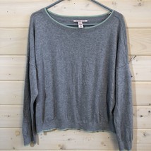 Victoria&#39;s Secret Gray Mint Green Trim cashmere blend sweater Size M NWO... - £16.69 GBP