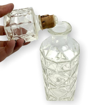 VTG Liquor Cut Glass Decanter Wine Bottle Diamond Pattern Cork Stopper 11.5&quot;  - £13.44 GBP