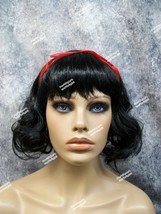 Snow White Costume Wig Black w/ Ribbon Storybook Princess Child Teen Small Adult - £11.75 GBP