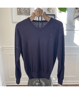 Jos A Bank Eggplant Purple Merino Wool Vneck Sweater Lightweight M - $32.40