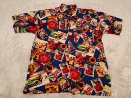 Riggins Hawaiian Shirt Mens L AOP ALL-OVER Hawaii Pictures Floral Pocket... - £13.77 GBP