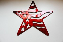 Stars &amp; Stripes Star - Metal Wall Art - Red 14&quot; - £29.74 GBP