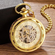 Antique Skeleton Mechanical Pocket Watch Luxury Steampunk Fob Watch Pendant Hand - £26.73 GBP