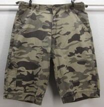 Billabong Mens (30W) Cotton Zipper Fly Cinch Strap Zip Pockets Camo Cargo Shorts - $30.13