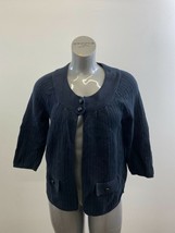 Croft &amp; Barrow Women&#39;s Open Front Cardigan Sweater Size Large Blue 3/4 S... - £10.09 GBP
