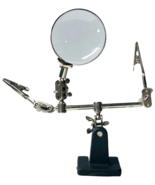 FREE STANGING MAGNIFYING GLASS w/CLIPS, (HELPING HANDS) VERY GOOD CONDIT... - $15.84