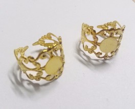 Blank Ring Settings Base Adjustable Rings Gold Filigree Band Brass Findi... - $11.83