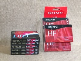 Vintage Cassette Tape Lot 4 Sony HF 90 Minute And 5 Fuji DR-I 60 Min Blank Media - £9.49 GBP