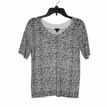 Talbots Cheetah Leopard Print Short Sleeve Cotton Crewneck Top Women Size Small - $13.83