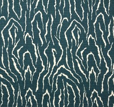 Ballard Designs Mya Peacock Blue Ivory Zebra Animal Fabric By The Yard 54&quot;W - £12.87 GBP