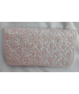 VINTAGE Beaded sequins clutch purse light pink hand made Hong Kong satin - £45.40 GBP