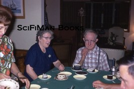 KODACHROME 35mm Slide Old Man Woman Glasses Cake Coffee Fashion 1966!!! - $2.96