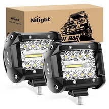 Nilight Led Light Pods 2PC 4Inch 60W Flood Spot Combo Triple Row Driving Lamp Ro - $32.81