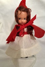 Vintage Bisque Nancy Ann Storybook Doll Little Red Riding Hood Pudgy w/Stand - £14.96 GBP