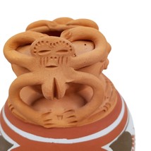 Terra Cotta Faces Vase Pottery Inca Aztec Maya Hand Painted Mexico 7.5&quot; Mission - £56.97 GBP