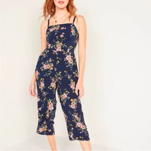 NWT Old Navy Rayon Women&#39;s Square-Neck Cami Crop Jumpsuit in Navy Floral... - £25.48 GBP